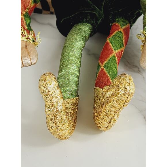 Christmas Jester Monkey Victorian Stuffed Harlequin Large 15" Green 90s Vintage - Picture 6 of 15